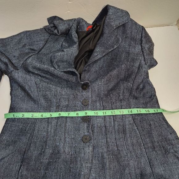 NINA MCLEMORE blue 100% textured silk blazer jacket size 6 - Picture 6 of 14